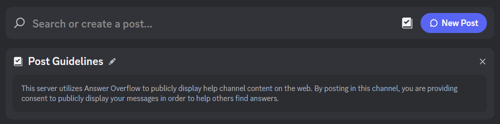 Forum channel with the consent prompt in the post guidelines